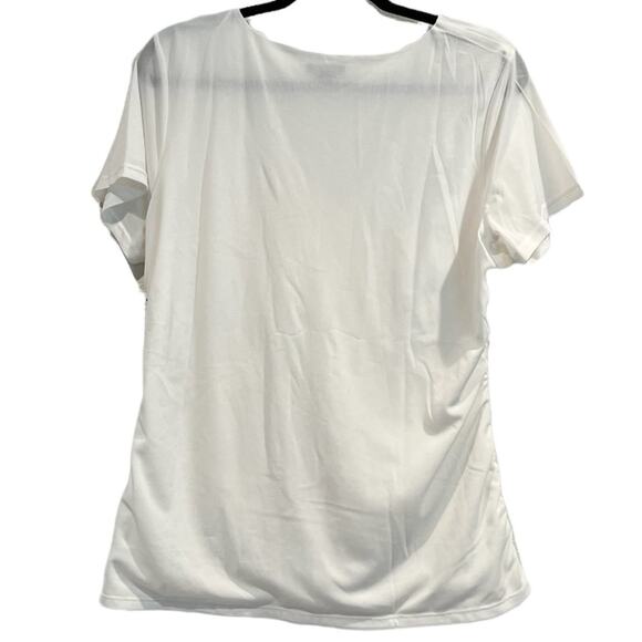 Halogen Women White Ruched Short Sleeve Top Size XXL Minimalist Chic Classiccore - Picture 2 of 6